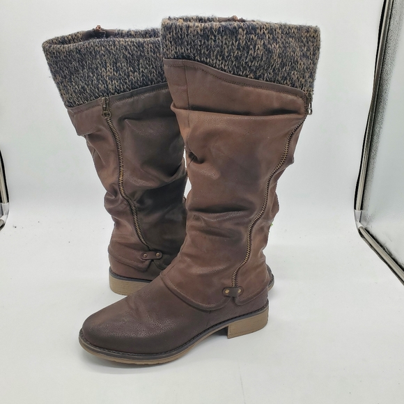 ◇ Muk Luks Bianca Brown Faux Leather Knee High Boots Size 19 - Picture 1 of 15